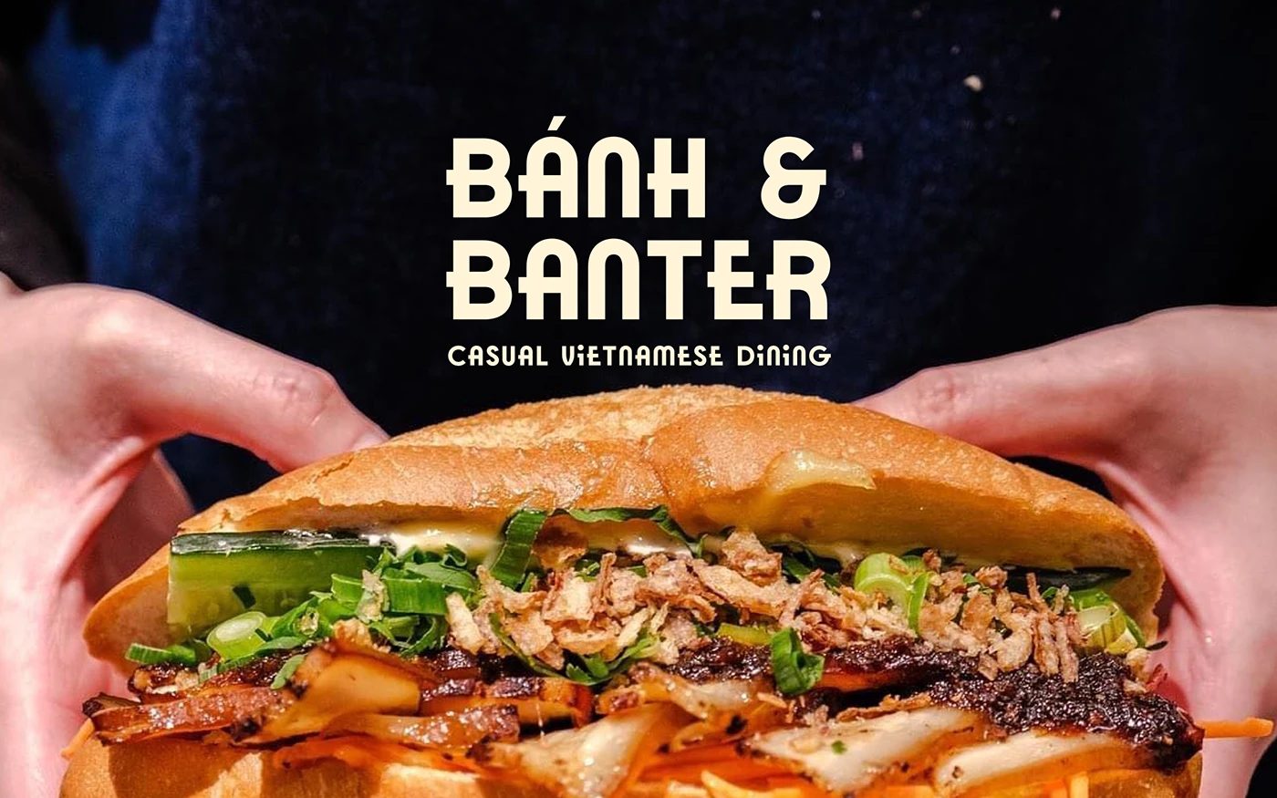 Banh and Banter identity with a Vietnamese bánh mì sandwich