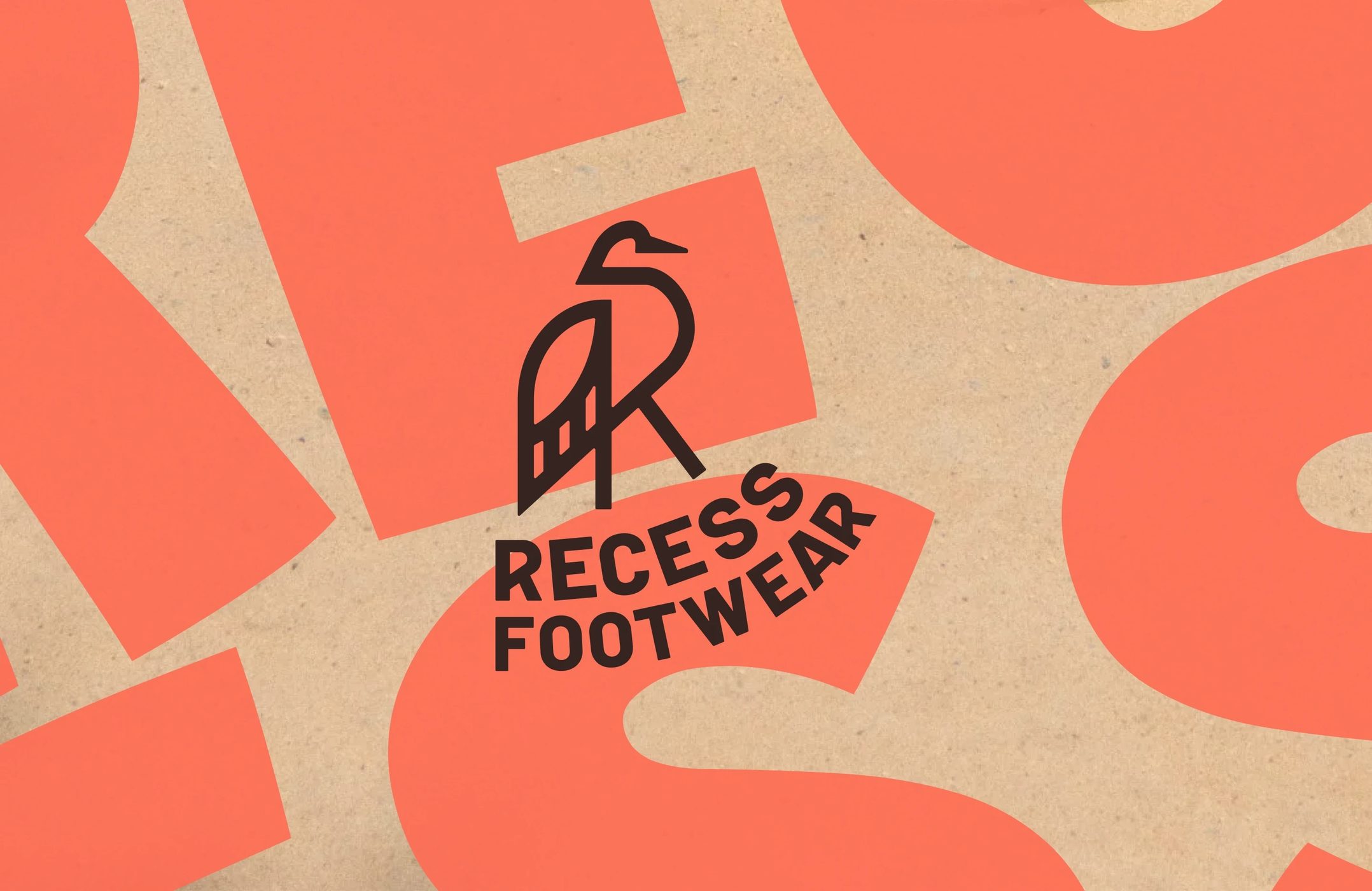 Recess Footwear orange and kraft brand identity